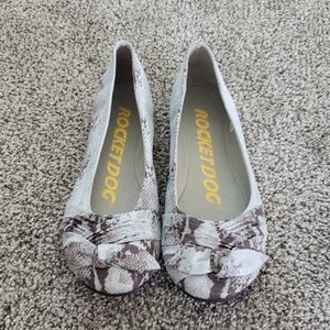 Light blue and brown flats